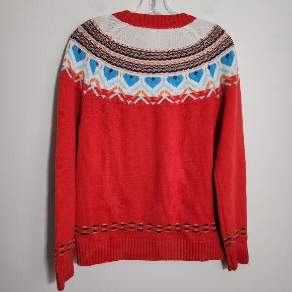 Kari Traa NWT redish orange wool blend fair isle crewneck sweater womans size S - Picture 8 of 12